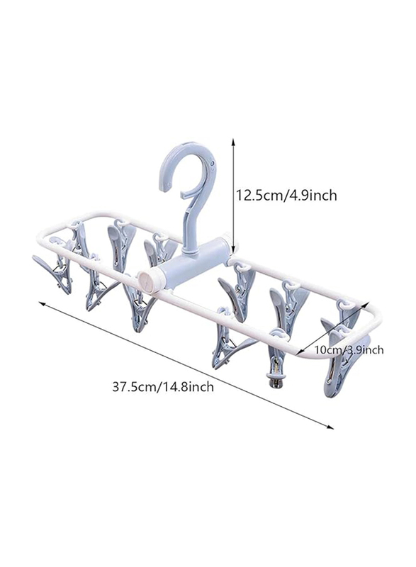 Zaci 2-Piece 12 Clips Laundry Drying Rack Folding Sock and Underwear Hanger, Multicolour