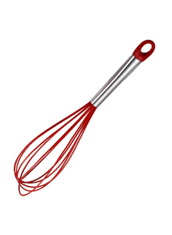 1-Piece Kitchen Stuff & Beyond Silicone Whisk with Stainless Steel Handle, Red