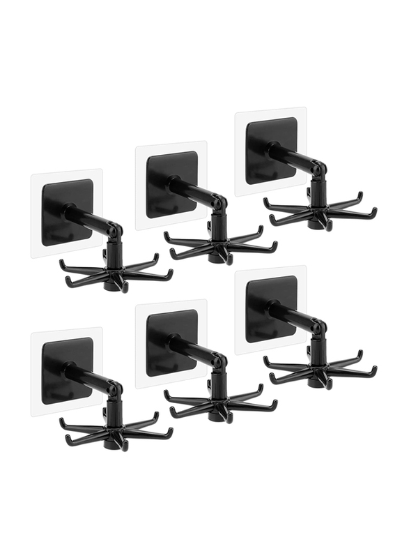 

Kohand 360 Degrees Rotating Hook Self-Adhesive Utensil Holder Vertical Flip Hook, 6 Pieces, Black