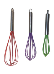 3-Piece Stainless Steel Handle with Silicone Whisk, Multicolour