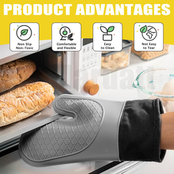 2-Piece Silicone Oven Mitts, Non-Slip Heat Resistant, Orange