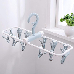 Groupcow 2-Piece Clip and Drip Hanger Portable Travel Hanger Drying Rack 12 Clips, Multicolour