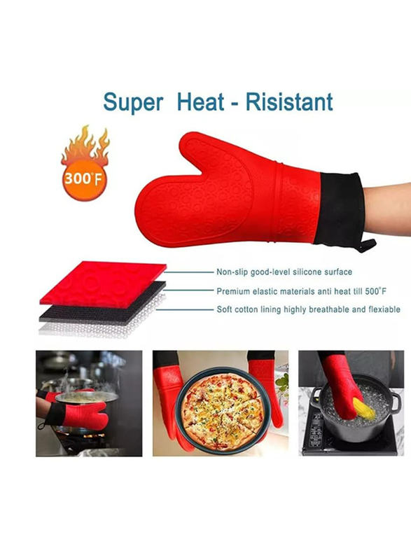 Silicone Oven Mitts, Non-Slip Heat Resistant 300°F, Orange