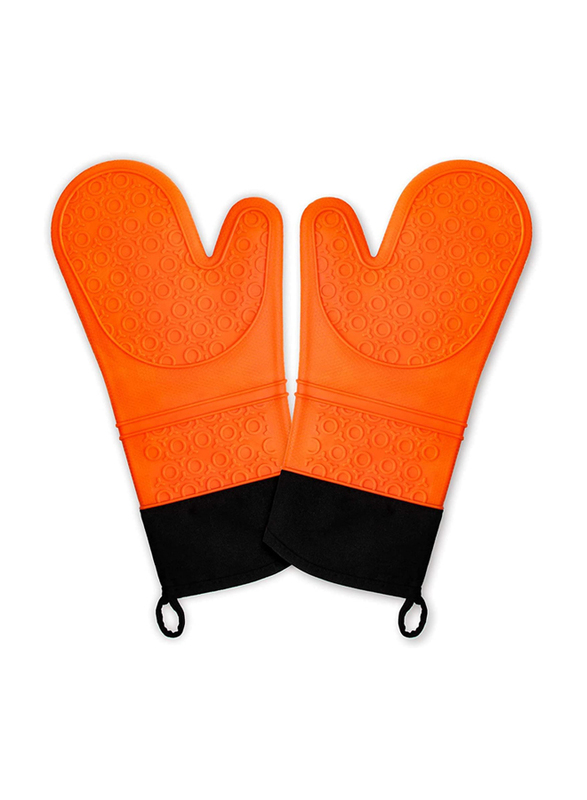 Silicone Oven Mitt with Quilted Liner, Heat Resistant 480°F, Orange