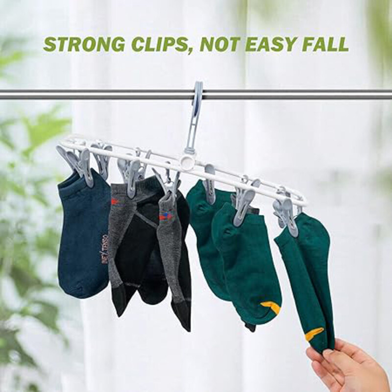 Aolloa 2-Piece Clothes Drying Hanger with 12 Clips Small Folding Portable Hanging Drying Rack, Multicolour