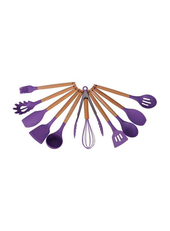 11-Piece Silicone Kitchen Utensils Set, Non-Toxic Heat Resistant, Purple