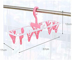 Amlrt 2-Piece Travel Foldable Portable 12 Clips Hanging Drying Rack, Multicolour