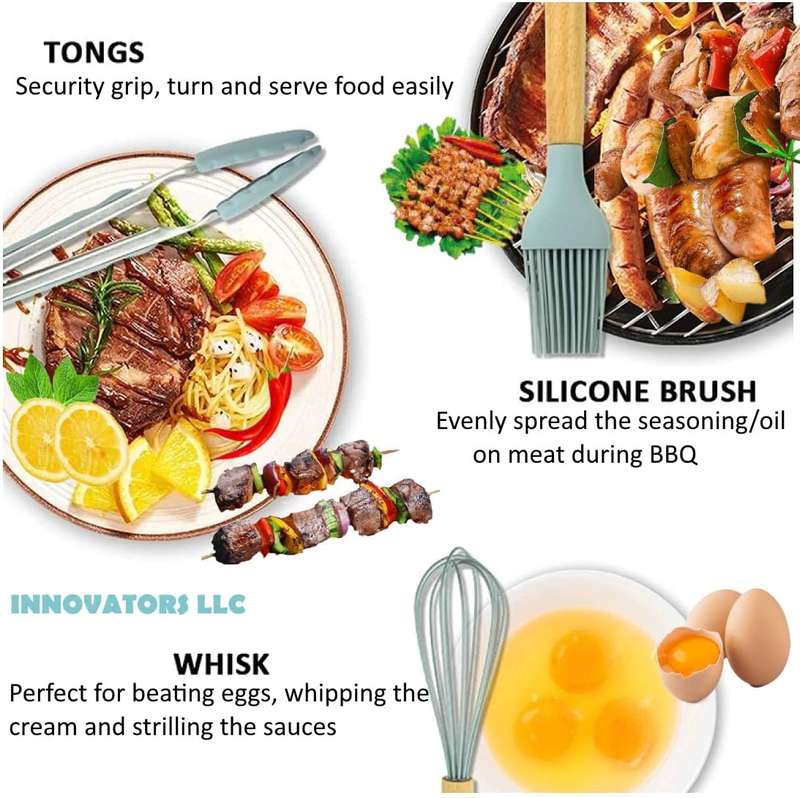 11-Piece Silicone Kitchen Utensils Set, Non-Stick, Multicolour