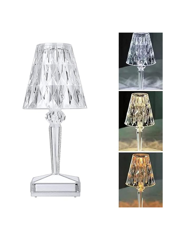 Crystal Touch Control Small Table Lamp-3 Colour Changing Decorative Lighting Led Atmosphere Desk Lights, Clear