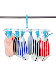 Falytemow 2-Piece Clip and Drip Hanger Folding Portable Travel Socks Hanger Underwear Hanger with 12 Clothespins, Multicolour