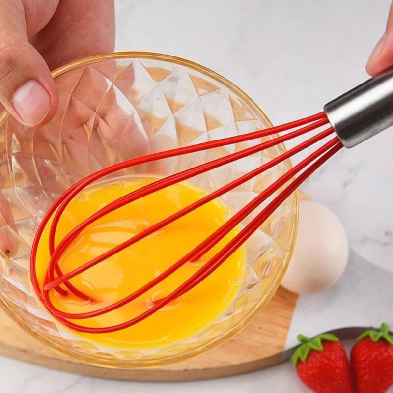 3-Piece Stainless Steel Handle with Silicone Whisk, Multicolour