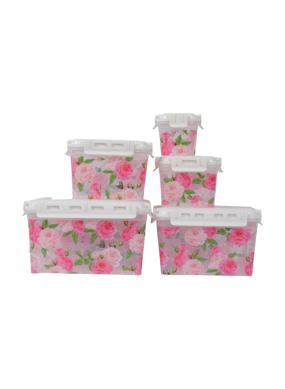 Plastic Storage Box, 5 Pieces, Multicolour