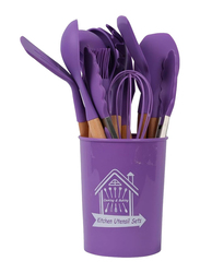 11-Piece Silicone Kitchen Utensils Set, Non-Toxic Heat Resistant, Purple