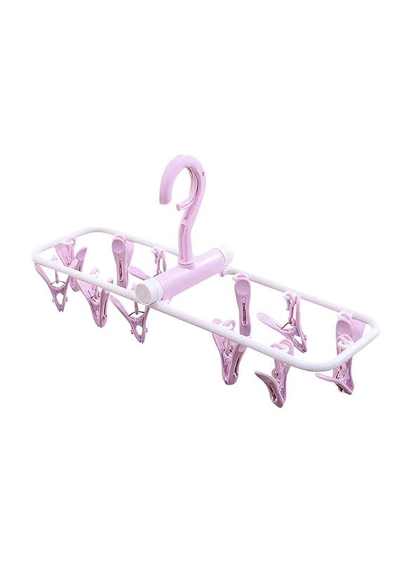 Groupcow 2-Piece Clip and Drip Hanger Portable Travel Hanger Drying Rack 12 Clips, Multicolour