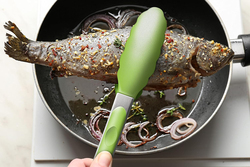 2-Piece Silicone Tip Stainless Steel Tongs Set, Non-Stick Heat Resistant 500°F, Light Green