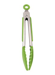 Tovolo Silicone Tip Stainless Steel Tong, Heat Resistant 600°F, Spring Green