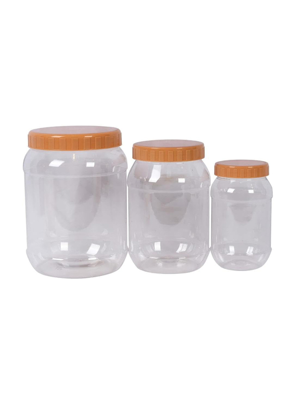 Fun Multi Purpose Canned Food Storage Container Set Plastic with Lid Food Organizer Jar, 3 Pieces, White