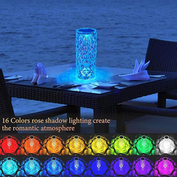 Newrgy Touch Remote Control Modern Nightstand Lamp 16 Colours Changing Rose Table Lamp, Clear