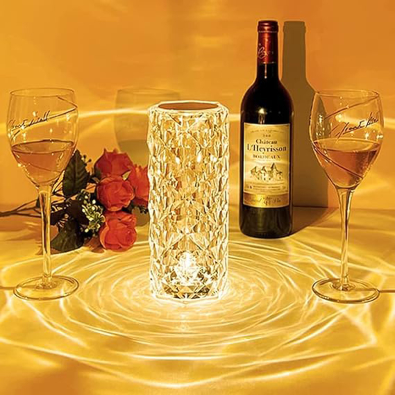 Desidiya Crystal Lamp 16 Colour Changing Rose Crystal Diamond Table Lamp, Clear