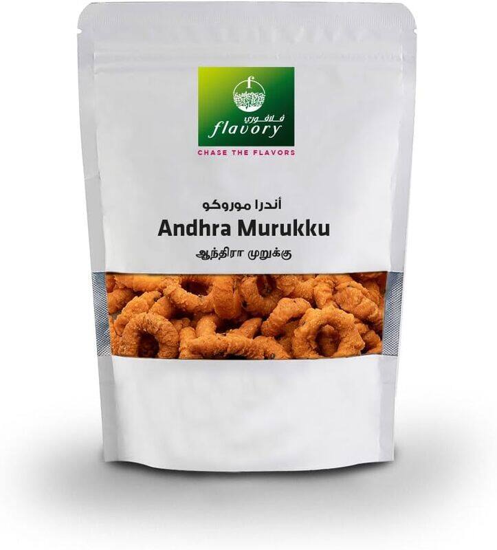 

Flavory Andhra Murukku, Traditional South Indian Snack Made with Rice Flour & Spices, Crispy & Savory, 100g