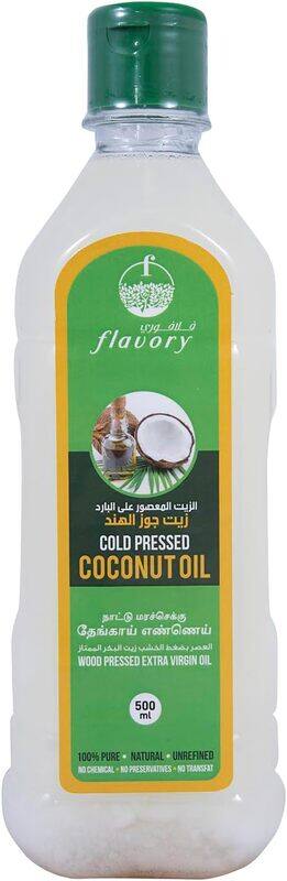 

Flavory Cold Pressed Coconut Oil, Pure & Natural Oil for Cooking and Skincare, 500ml