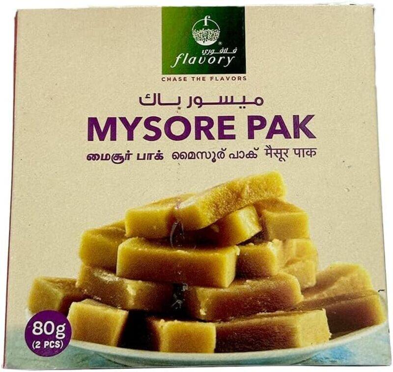 

Flavory Traditional Ghee Mysore Pak, Handcrafted Indian Sweet with Pure Ghee, Soft & Crumbly Texture, 2 Pieces, 80g