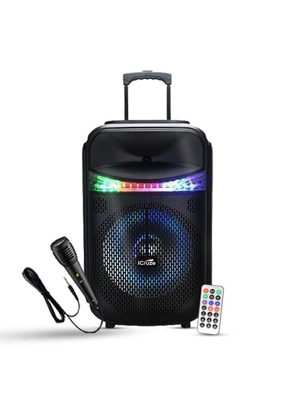 

iCruze Carnival 30W Party Speaker with TWS 6 hours Playtime, 2200mAH with Microphone Bluetooth/AUX/USB/SD Card/FM Radio, Black