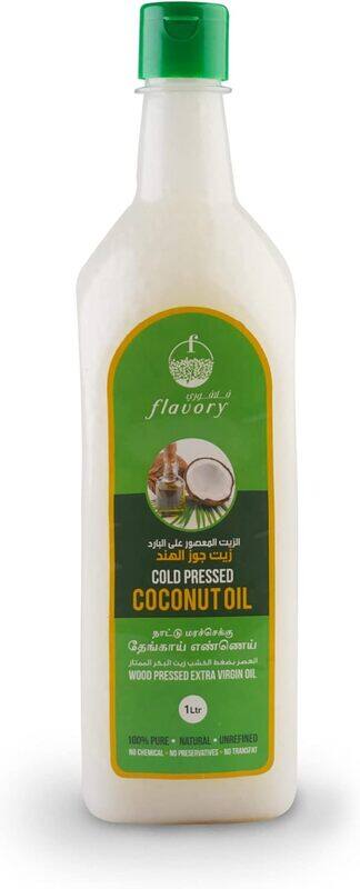 

Flavory Cold Pressed Coconut Oil, Pure & Natural Oil for Cooking and Skincare, 1 Litre