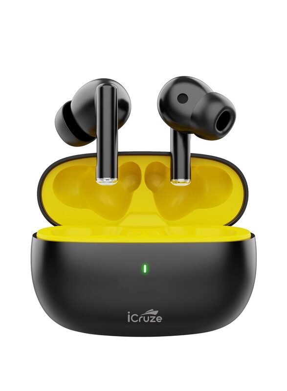 

iCruze Aura TWS Earbuds - Bluetooth 5.3, 40HR Playtime, ENC, 13mm Drivers, Noise Isolation, Touch Control, Type-C Charging - Black