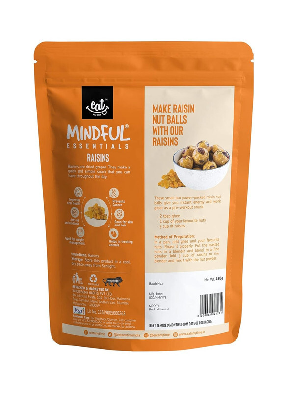 Mindful Premium Golden Raisins Regulate Blood Sugar Healthy Snack For Breakfast & Diet Gluten Free No Preservatives Increase Bone Health Golden Raisins450gm