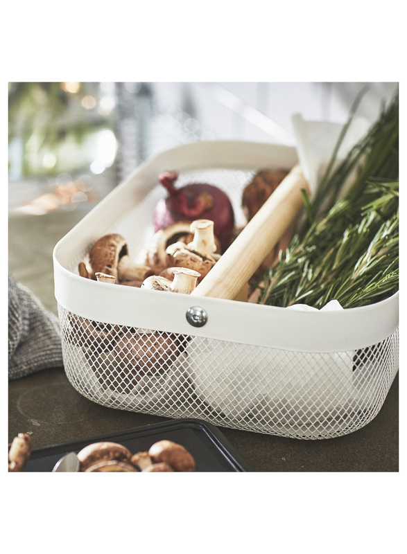 Basket with compartments, white, 33x24x11 cm