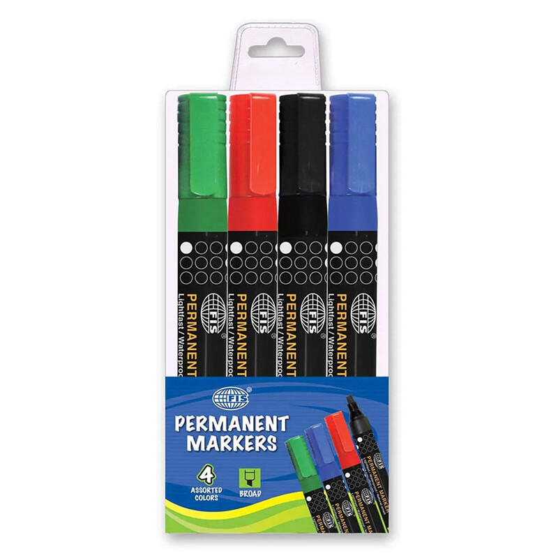 

Generic Fis Permanent Markers - Broad 4 Pieces (assorted Colors) - FSMKPB04-4