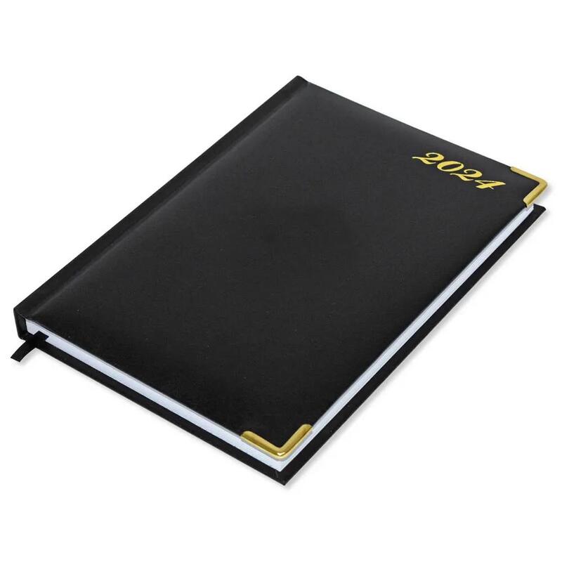 

Generic Fis 2024 A5 Diary,Gold Corners,English Vinyl 1Side Padded Black -FSDI22E24BK