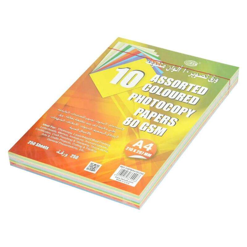 

Generic FIS Color Photocopy Paper, 250 Sheets, 80 gsm, 10 Assorted Mixed Colors, A4 Size - FSPWA410C250