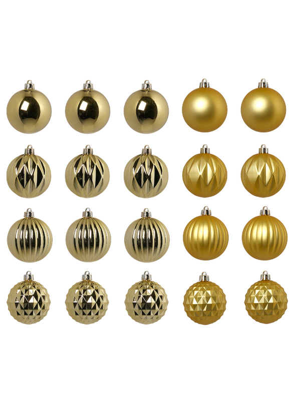 Tree ornament in bag, set of 20, bauble gold-colour, 7 cm