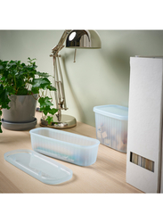 Storage box with lid, transparent grey-blue, 9x24x7 cm/0.5 l