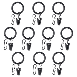 Curtain Ring Withclip And Hook Black 25 Mm