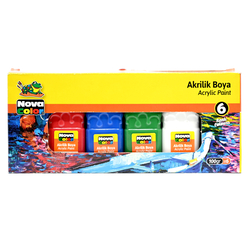 Nova Color  Acrylic Paint 100G, 6 Colors (Blue,Red,Yellow,Green,Black,White) -KRPBNC-2005