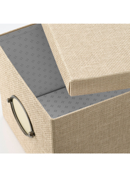 Storage box with lid, beige, 25x35x20 cm