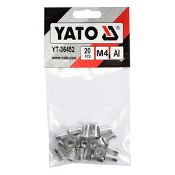 YATO Threaded Aluminium Rivet Nuts M4, 20 Pcs YT-36452