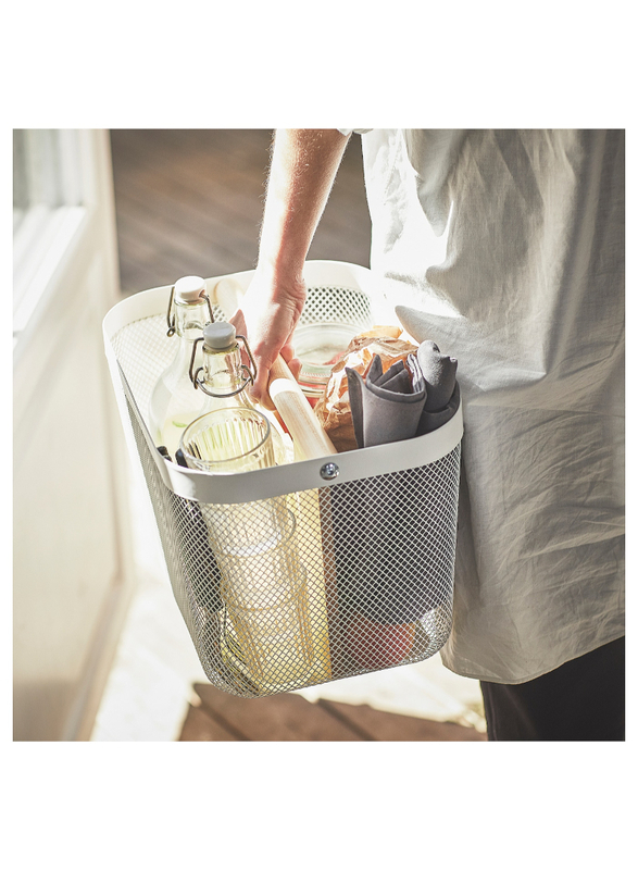 Basket with compartments, white, 33x24x23 cm