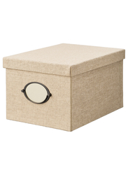 Storage box with lid, beige, 25x35x20 cm