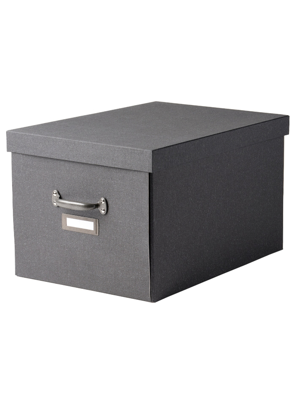 Storage box with lid, dark grey, 35x56x30 cm