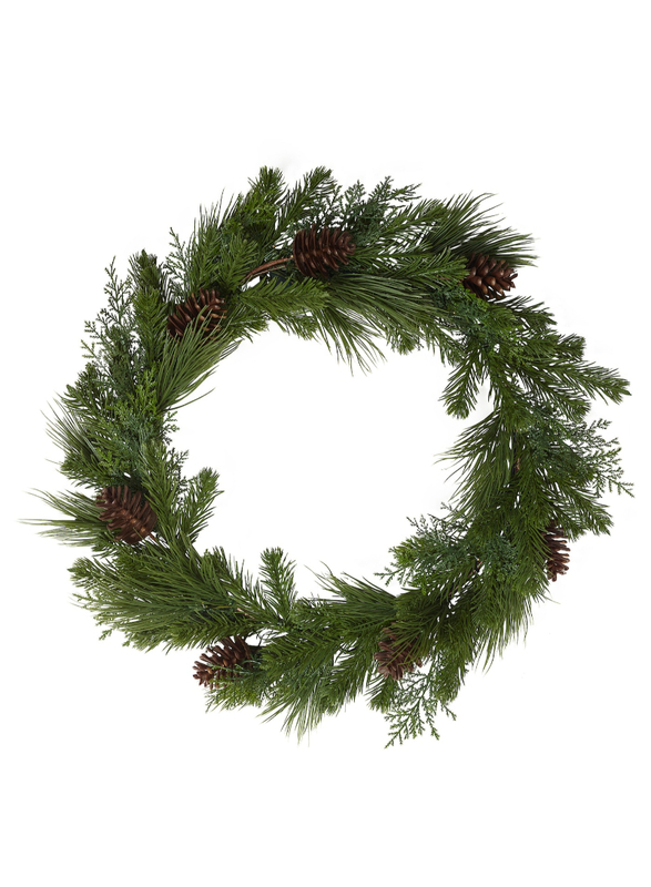 LED wreath, battery-operated artificial, 54 cm