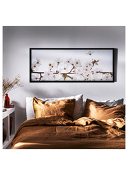 Picture with frame, white flowers/black, 140x56 cm