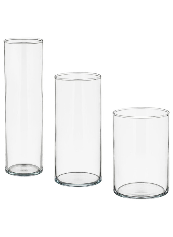 

Cylinder Vase, set of 3, clear glass