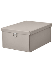 Storage box with lid, light grey-beige, 25x35x15 cm