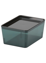 Box with lid, transparent black, 13x18x8 cm