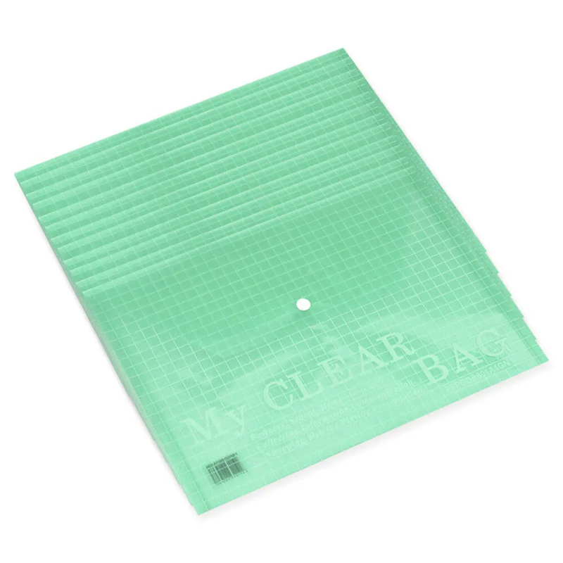 Pack of 12 Pieces My Clear Button Bag Green/White