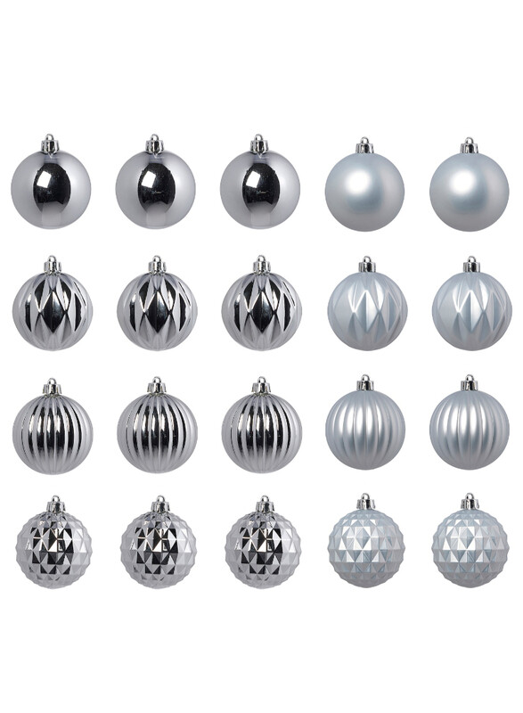 

VINTERFINT Tree ornament in bag, set of 20, bauble silver-colour, 7 cm